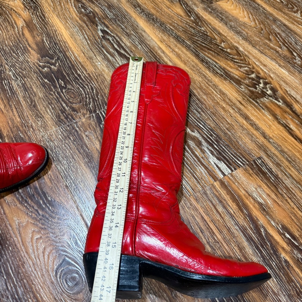 Lucchese 6.5B Western Cowboy Boots Womens Red Leather Vintage San Antonio - Picture 5 of 16